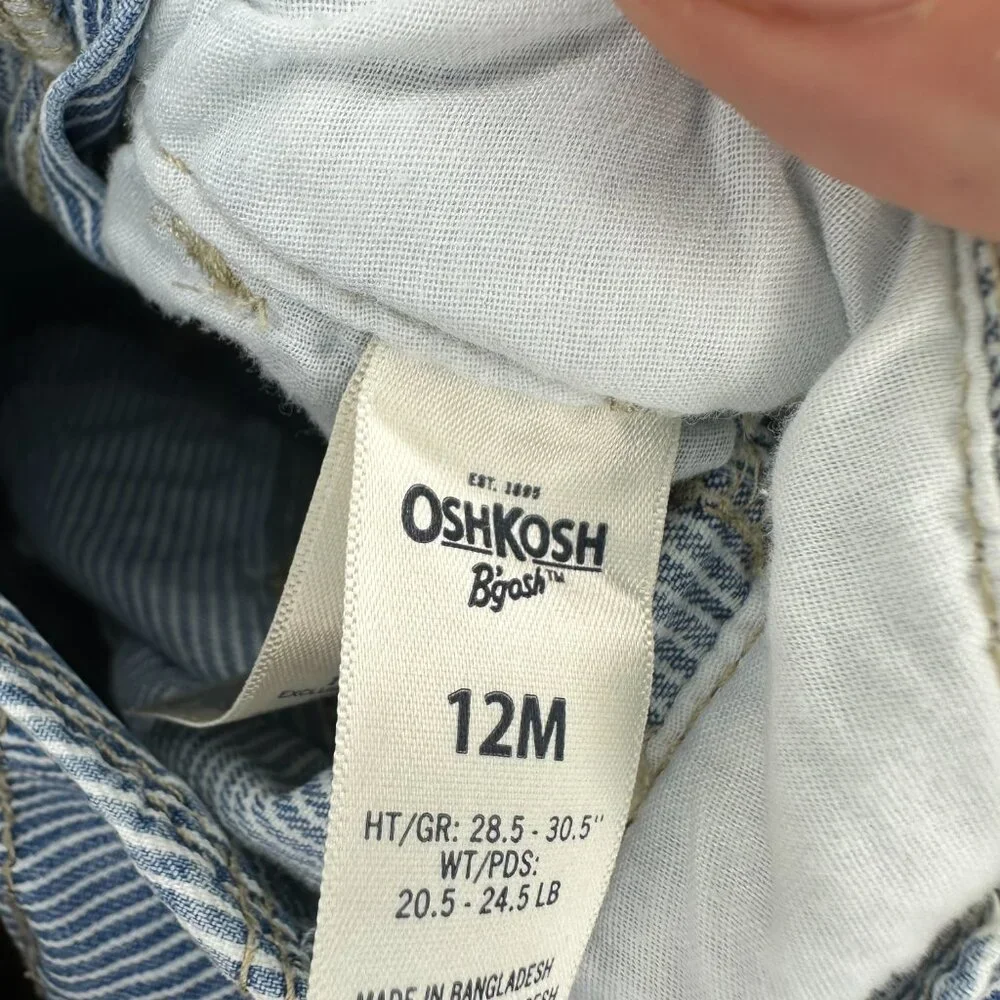 Baby Girls OshKosh B'Gosh Overall Denim Striped Skirt Jumper 12 mo Osh Kosh
